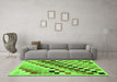 Machine Washable Checkered Green Modern Area Rugs in a Living Room,, wshabs139grn