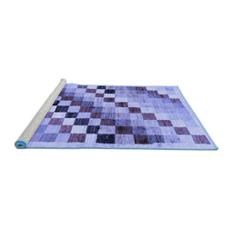 Sideview of Machine Washable Checkered Blue Modern Rug, wshabs139blu
