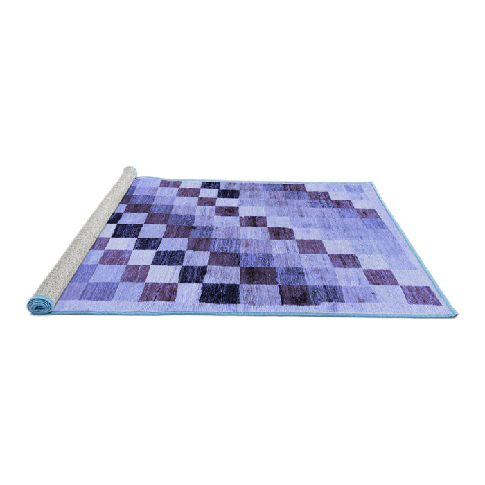 Sideview of Machine Washable Checkered Blue Modern Rug, wshabs139blu