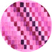 Round Checkered Pink Modern Rug, abs139pnk