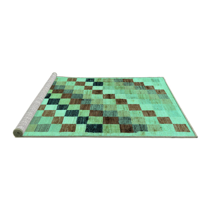 Sideview of Machine Washable Checkered Turquoise Modern Area Rugs, wshabs139turq