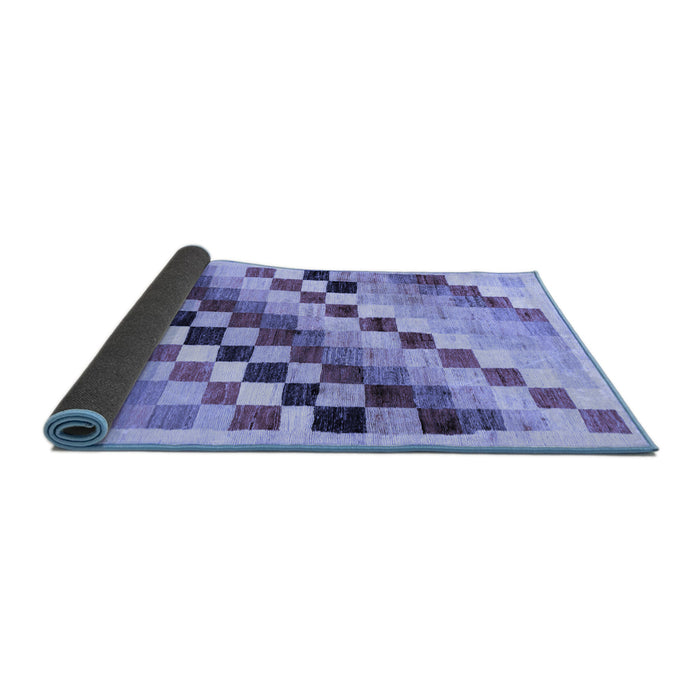Sideview of Checkered Blue Modern Rug, abs139blu