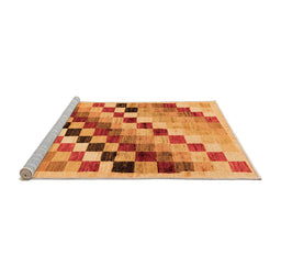 Sideview of Machine Washable Checkered Orange Modern Area Rugs, wshabs139org