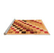 Sideview of Machine Washable Checkered Orange Modern Area Rugs, wshabs139org