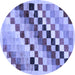 Round Machine Washable Checkered Blue Modern Rug, wshabs139blu