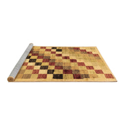 Sideview of Machine Washable Checkered Brown Modern Rug, wshabs139brn