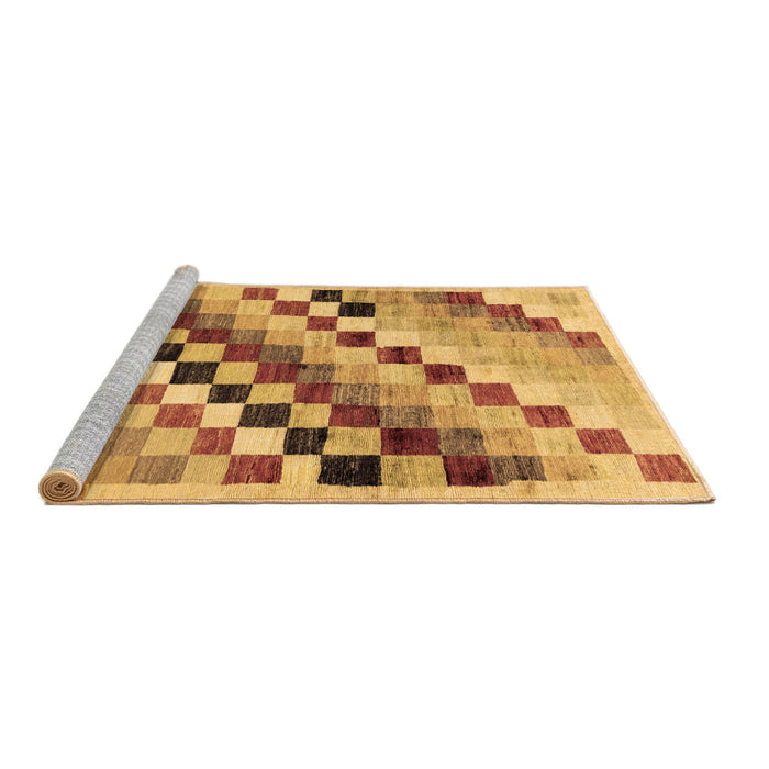 Sideview of Machine Washable Checkered Brown Modern Rug, wshabs139brn