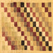 Square Machine Washable Checkered Brown Modern Rug, wshabs139brn