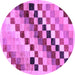 Round Checkered Purple Modern Rug, abs139pur