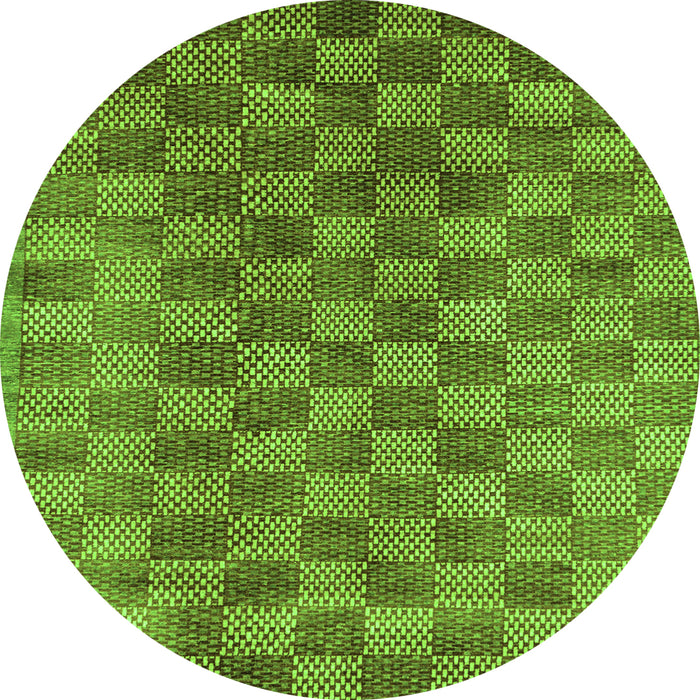Round Machine Washable Oriental Green Modern Area Rugs, wshabs13grn