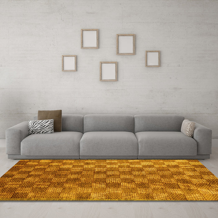 Machine Washable Oriental Yellow Modern Rug in a Living Room, wshabs13yw