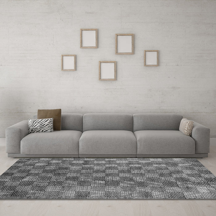 Machine Washable Oriental Gray Modern Rug in a Living Room,, wshabs13gry