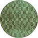 Round Oriental Turquoise Modern Rug, abs13turq