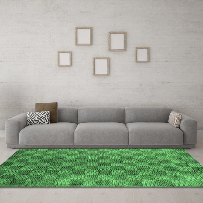 Machine Washable Oriental Emerald Green Modern Area Rugs in a Living Room,, wshabs13emgrn