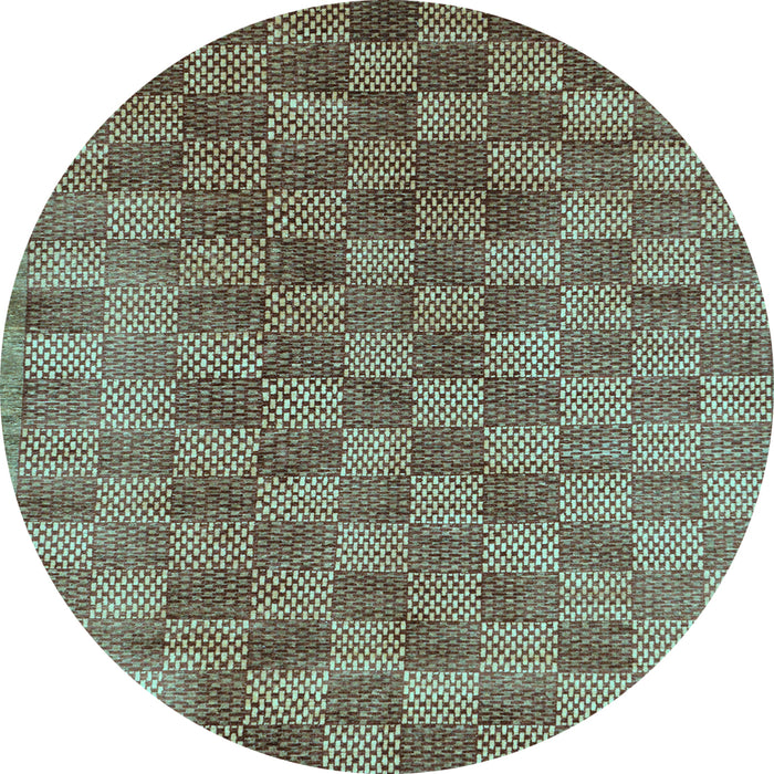 Round Oriental Light Blue Modern Rug, abs13lblu
