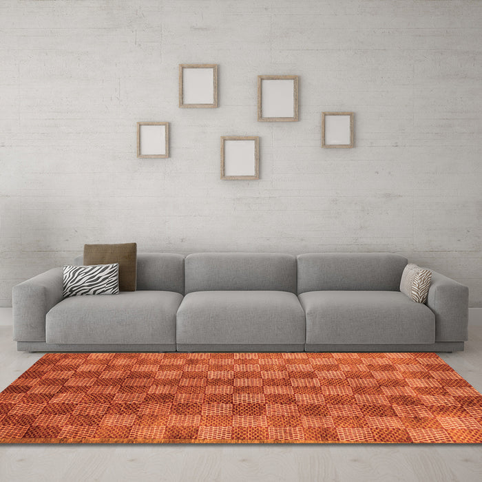 Machine Washable Oriental Orange Modern Area Rugs in a Living Room, wshabs13org