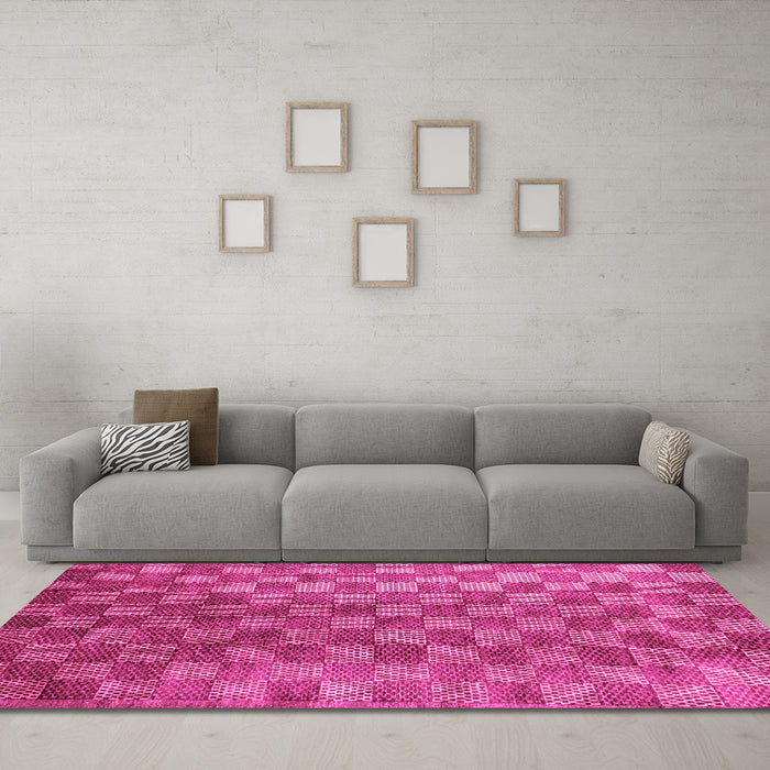 Machine Washable Oriental Pink Modern Rug in a Living Room, wshabs13pnk