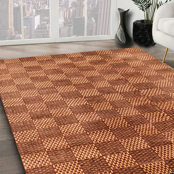 Machine Washable Abstract Orange Rug in a Family Room, wshabs13