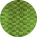 Round Oriental Green Modern Rug, abs13grn