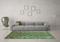 Machine Washable Oriental Turquoise Modern Area Rugs in a Living Room,, wshabs13turq