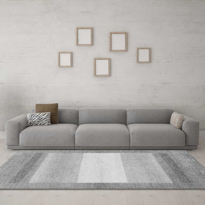 Machine Washable Abstract Gray Modern Rug in a Living Room,, wshabs1400gry