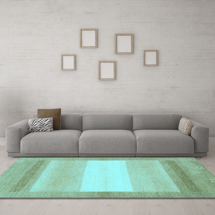 Machine Washable Abstract Light Blue Modern Rug in a Living Room, wshabs1400lblu