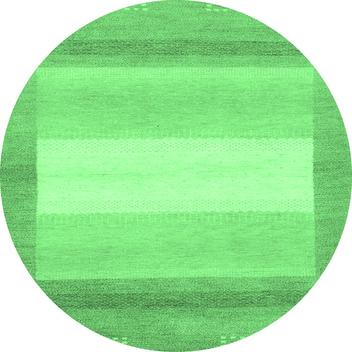 Round Machine Washable Abstract Emerald Green Modern Area Rugs, wshabs1400emgrn
