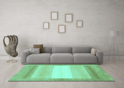 Machine Washable Abstract Turquoise Modern Area Rugs in a Living Room,, wshabs1400turq