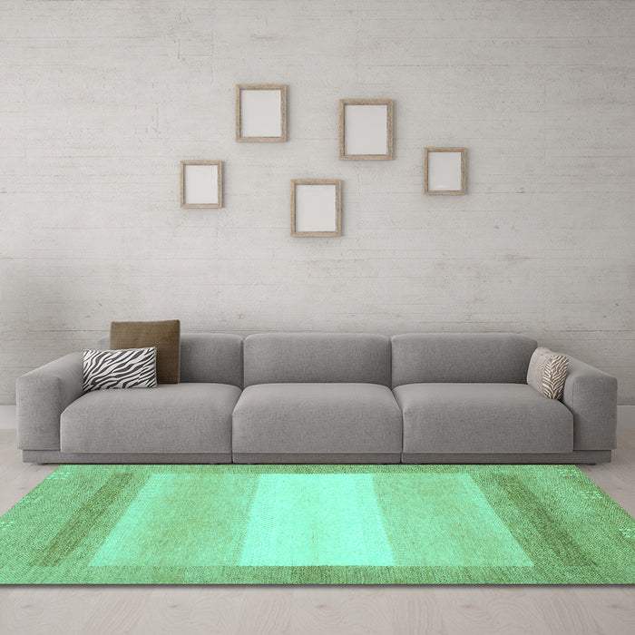 Machine Washable Abstract Turquoise Modern Area Rugs in a Living Room,, wshabs1400turq