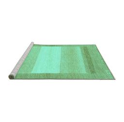 Sideview of Machine Washable Abstract Turquoise Modern Area Rugs, wshabs1400turq