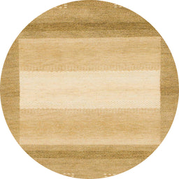 Round Abstract Yellow Modern Rug, abs1400