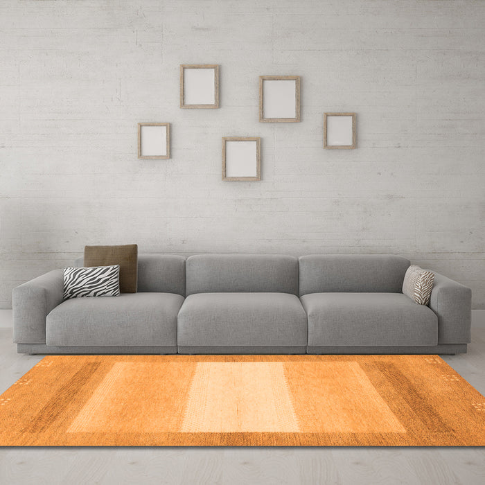 Machine Washable Abstract Orange Modern Area Rugs in a Living Room, wshabs1400org