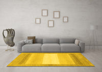 Machine Washable Abstract Yellow Modern Rug, wshabs1400yw