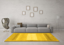 Machine Washable Abstract Yellow Modern Rug in a Living Room, wshabs1400yw