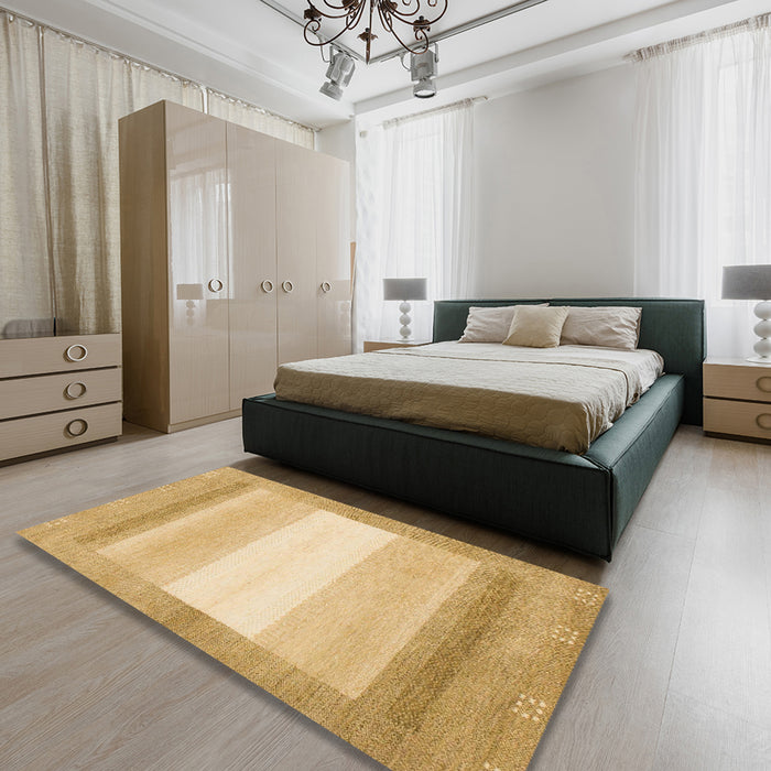 Machine Washable Abstract Yellow Rug in a Bedroom, wshabs1400