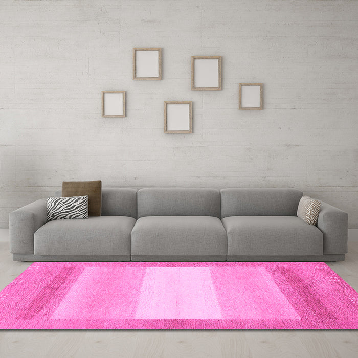 Machine Washable Abstract Pink Modern Rug in a Living Room, wshabs1400pnk
