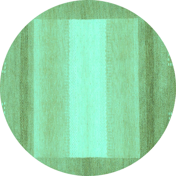 Round Machine Washable Abstract Turquoise Modern Area Rugs, wshabs1400turq
