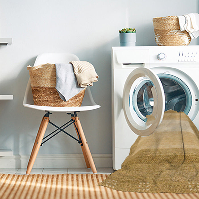 Machine Washable Abstract Yellow Rug in a Washing Machine, wshabs1400