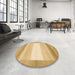 Round Machine Washable Abstract Yellow Rug in a Office, wshabs1400