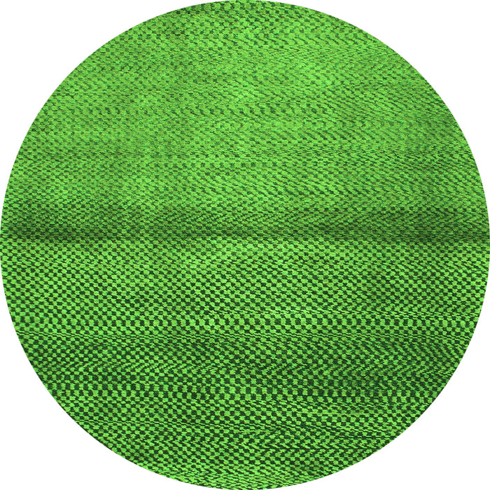 Round Machine Washable Abstract Green Modern Area Rugs, wshabs1401grn