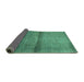 Sideview of Abstract Turquoise Modern Rug, abs1401turq