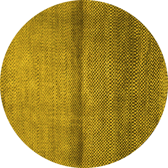 Round Machine Washable Abstract Yellow Modern Rug, wshabs1401yw