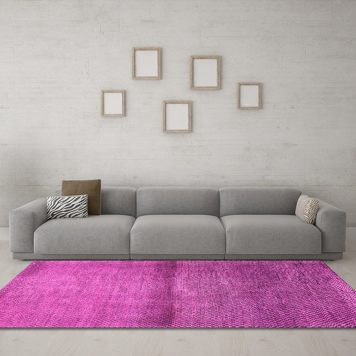 Machine Washable Abstract Pink Modern Rug in a Living Room, wshabs1401pnk