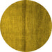 Round Abstract Yellow Modern Rug, abs1401yw