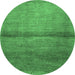 Round Abstract Emerald Green Modern Rug, abs1401emgrn