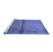 Sideview of Machine Washable Abstract Blue Modern Rug, wshabs1401blu