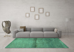 Machine Washable Abstract Turquoise Modern Area Rugs in a Living Room,, wshabs1401turq