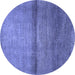 Round Machine Washable Abstract Blue Modern Rug, wshabs1401blu