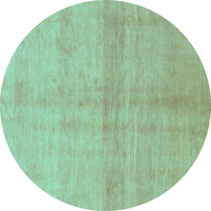 Round Machine Washable Abstract Turquoise Modern Area Rugs, wshabs1402turq