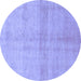 Round Abstract Blue Modern Rug, abs1402blu